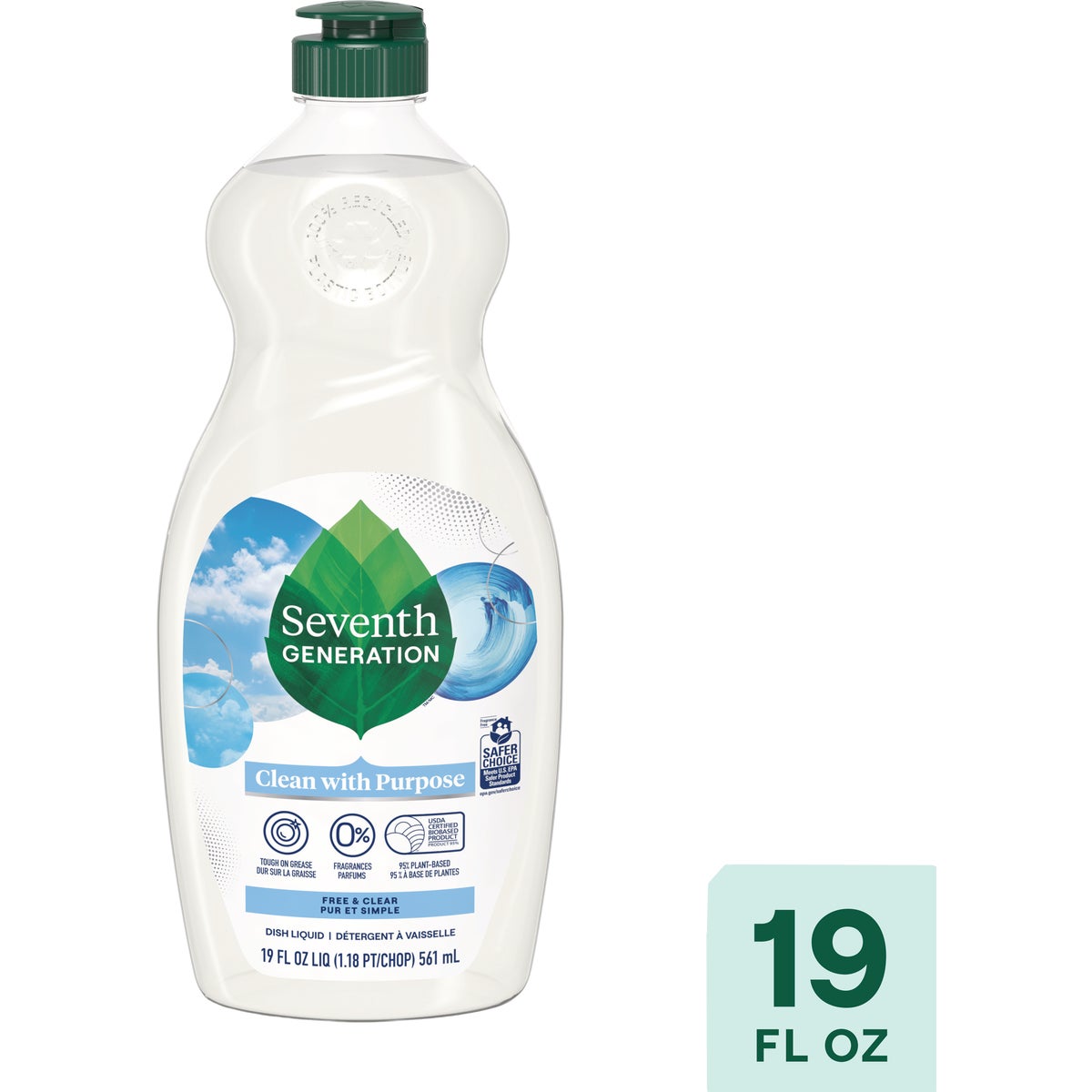 Seventh Generation 19 Oz. Free & Clear Liquid Dish Soap