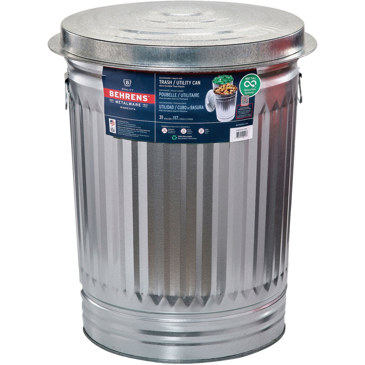 Behrens Galvanized Garbage Trash Can