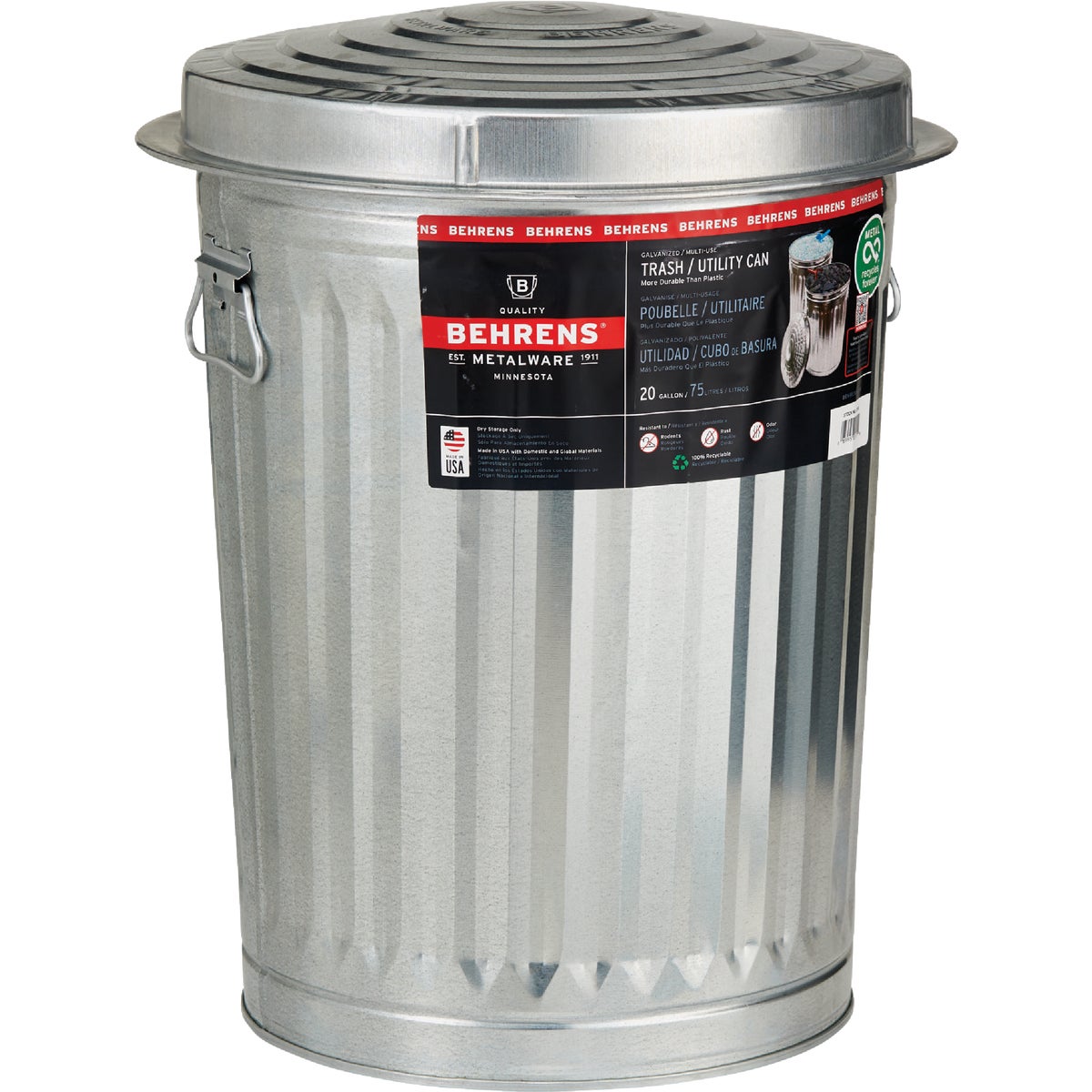 Behrens Galvanized Garbage Trash Can