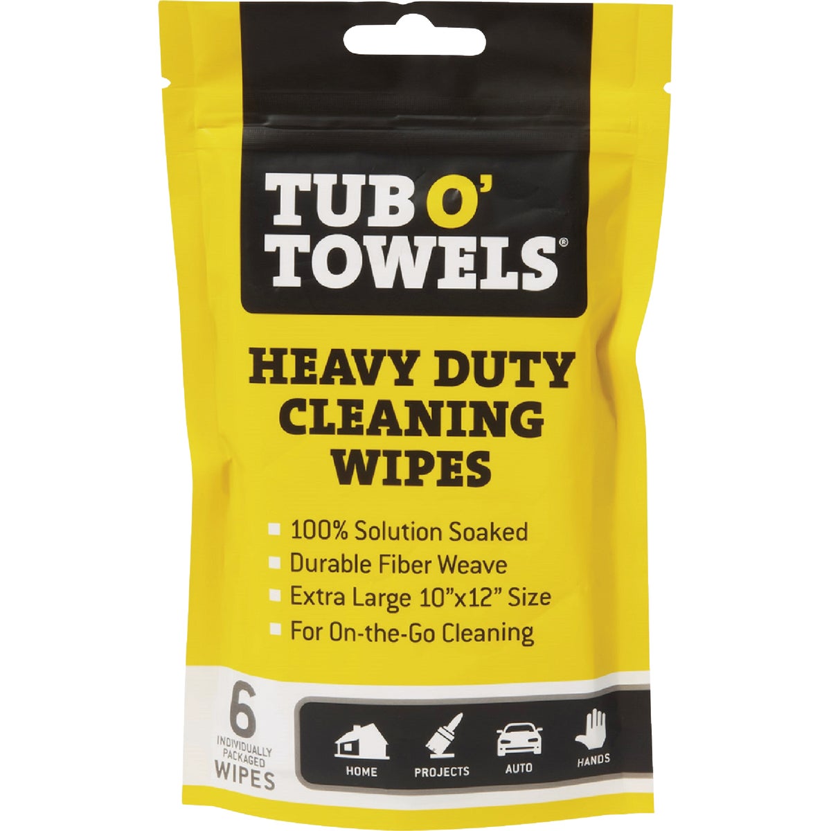 Tub O' Towels Heavy Duty Cleaning Wipes Singles Pouch (6-Count)