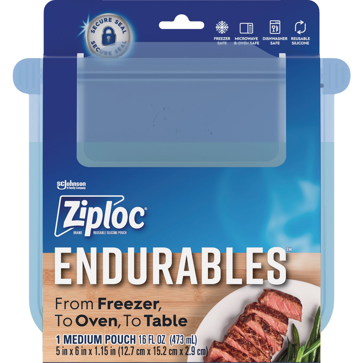 Ziploc Endurables 2-Cup Medium Pouch Food Storage