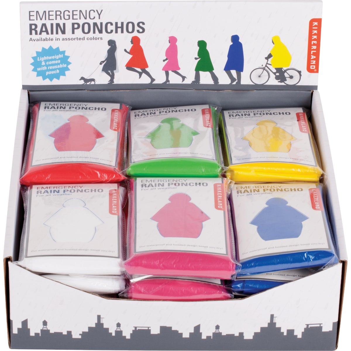 Kikkerland Lightweight Rain Poncho with Carry Pouch