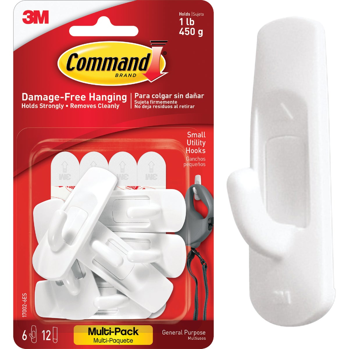 3M Command Small Utility Adhesive Hook (6-Pack)