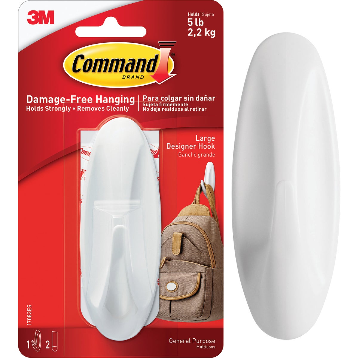 Command Large Utility Designer Adhesive Hook