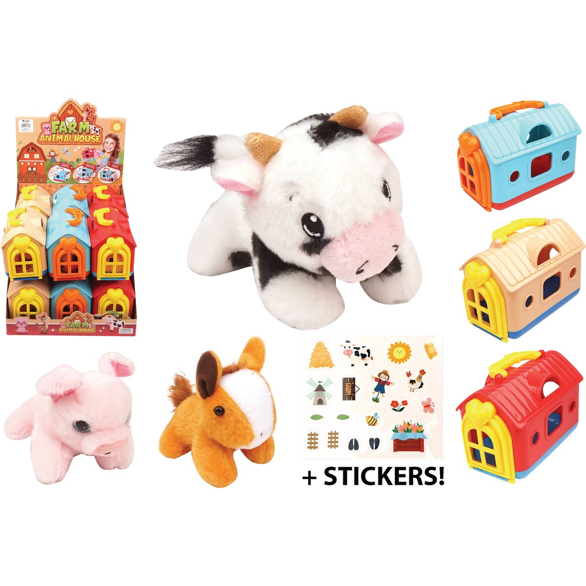 Diamond Visions Plush Farm Animal with House Carrying Case