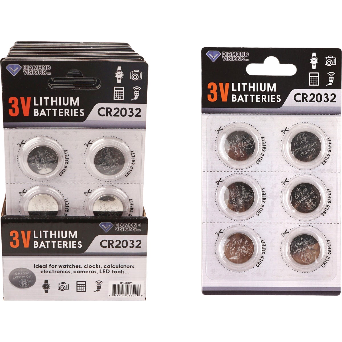 Diamond Visions CR2032 Lithium Coin Cell Battery (6-Pack)