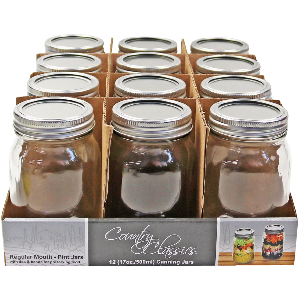 Country Classics Pint Size Regular Mouth Canning Jar (12-Pack)