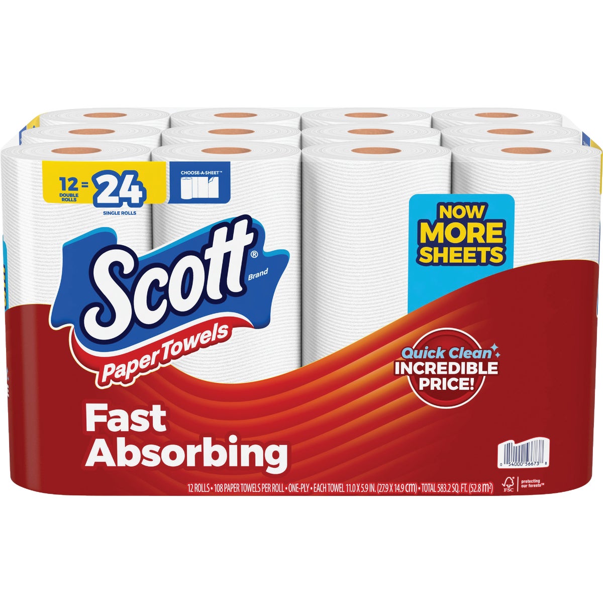 Scott Choose-A-Sheet Paper Towels (12-Double Rolls)