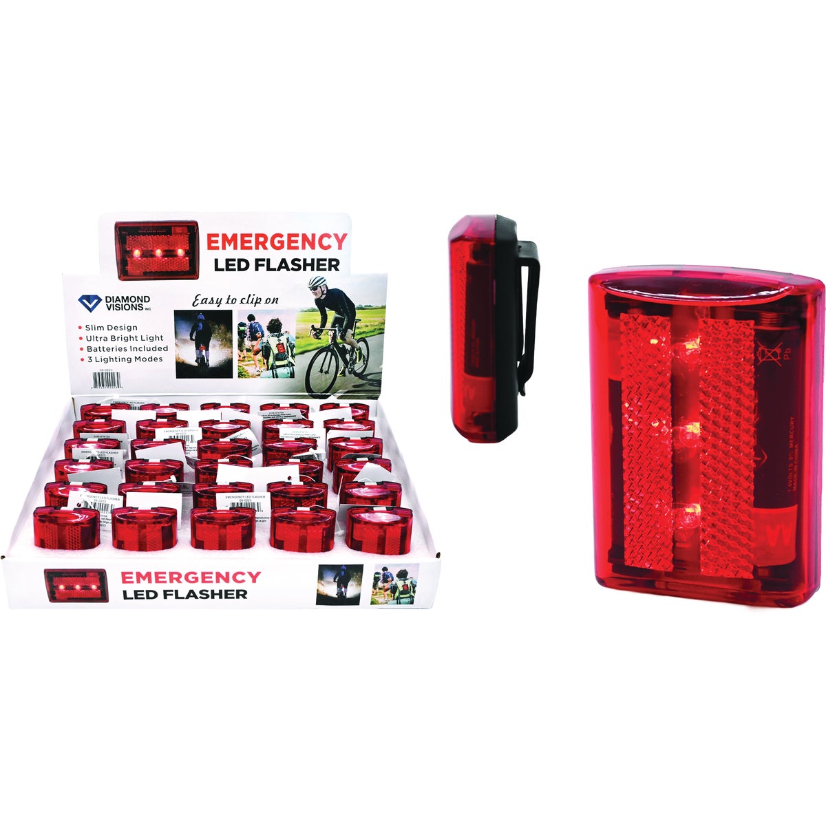Diamond Visions Emergency LED Flasher Battery Light Clip
