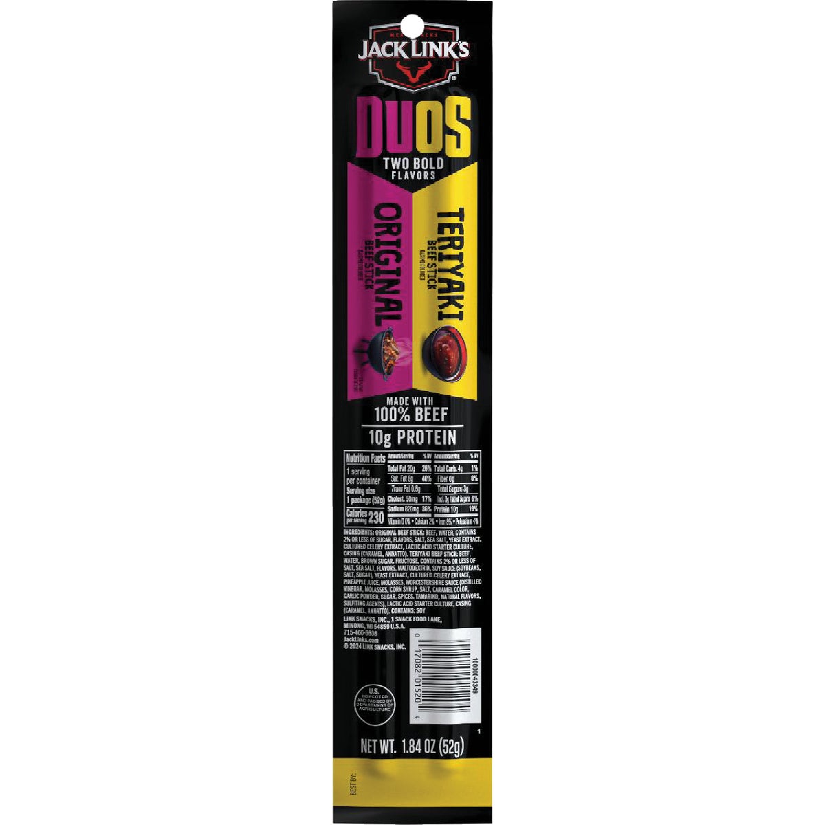 Jack Link's 1.84 Oz. Duos, Original/Teriyaki Beef Sticks