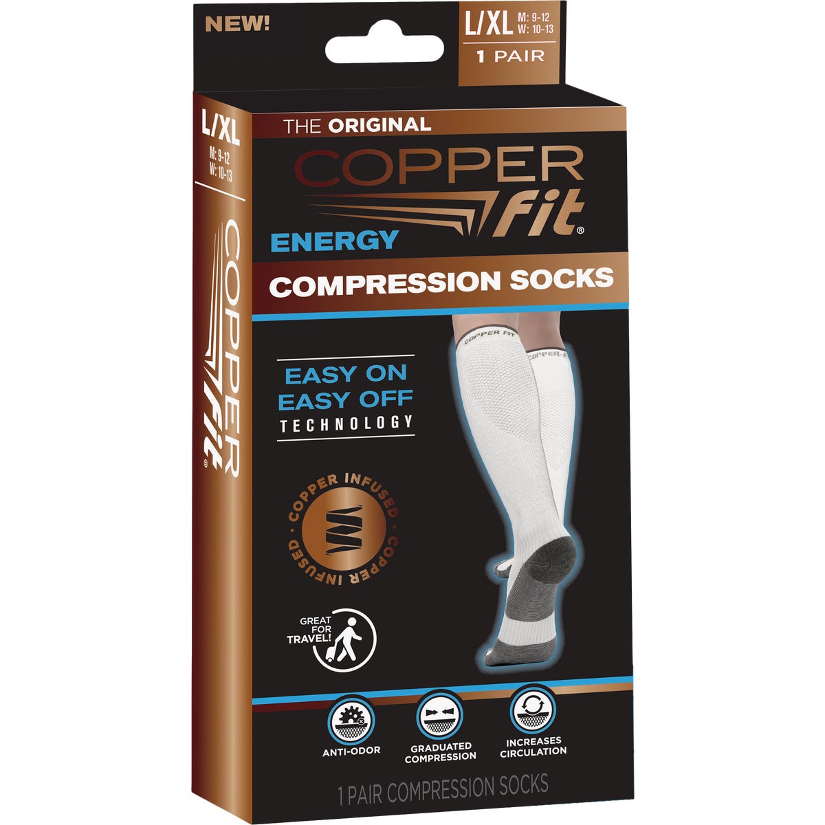 Copper Fit Small/Medium White Energy Compression Socks