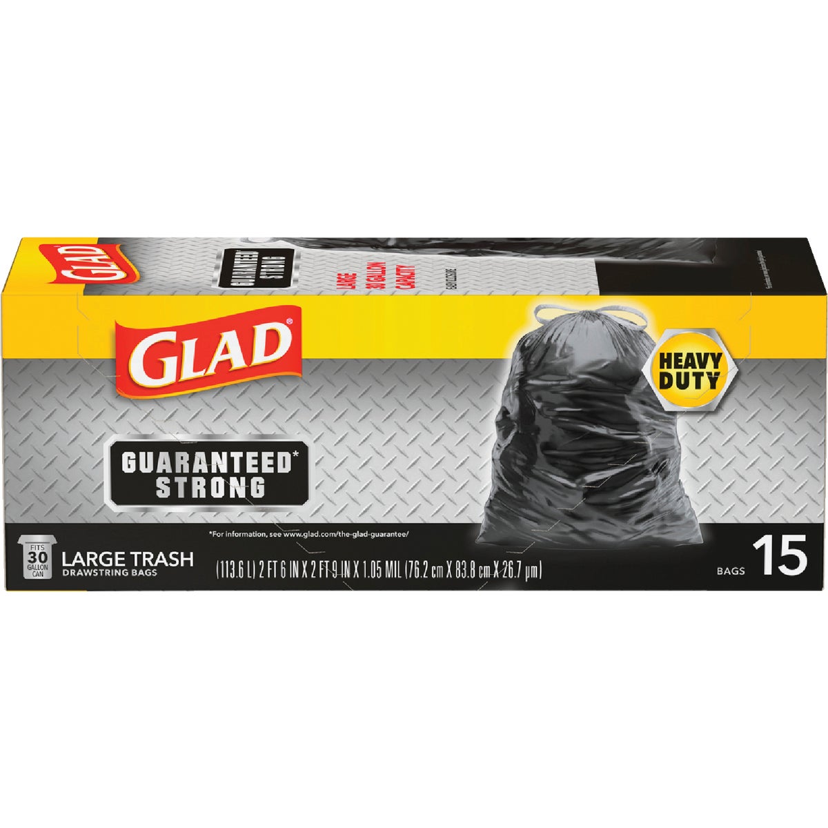 Glad Guaranteed Strong 30 Gal. Large Black Trash Bag (15-Count)