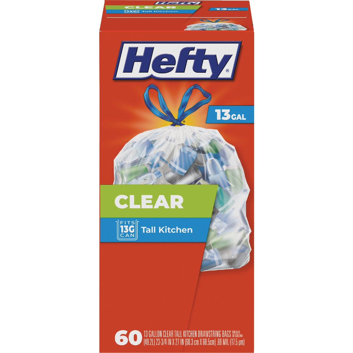 Hefty 13 Gal. Clear Tall Kitchen Recycling Bag (60-Count)