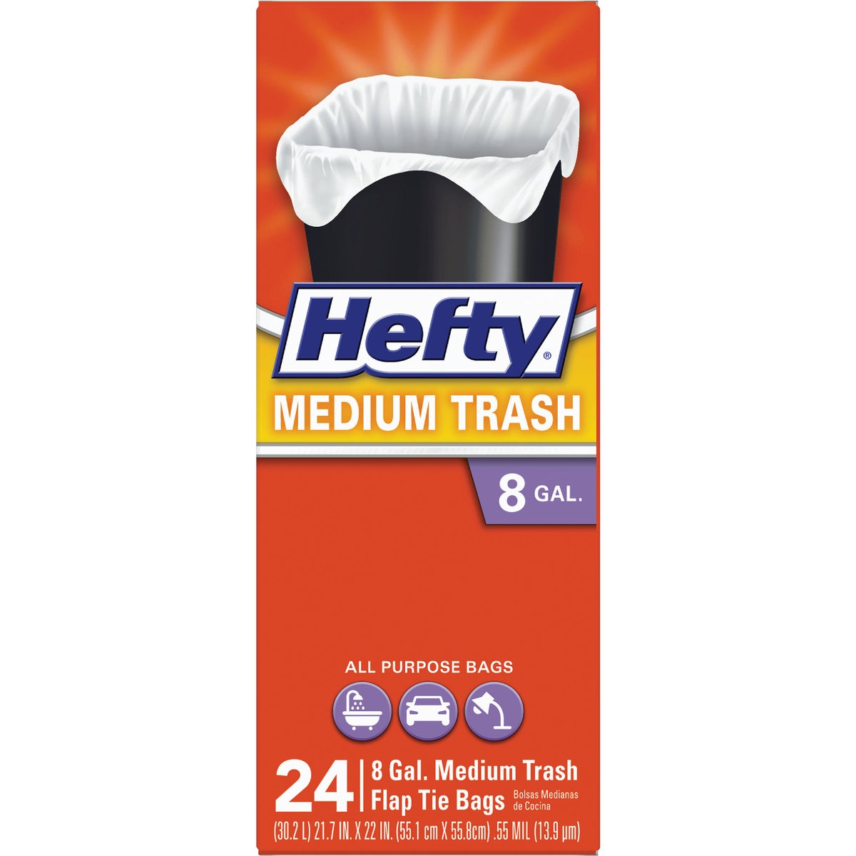 Hefty 8 Gal. Medium White Trash Bag (24-Count)