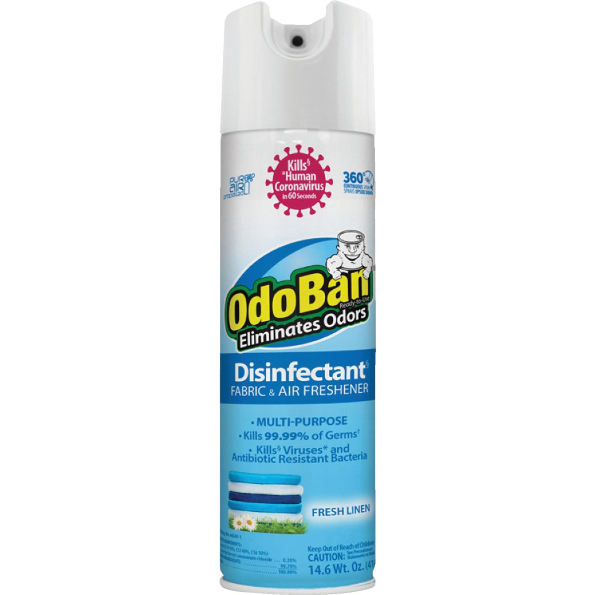 OdoBan 14.6 Oz. Fresh Linen Multi-Purpose Fabric & Air Freshener Disinfectant Aerosol Spray