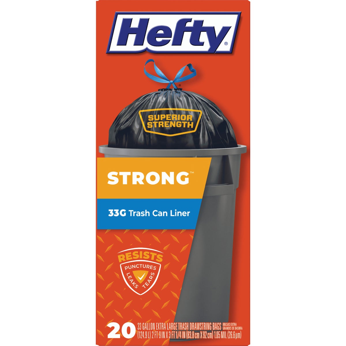 Hefty Strong 33 Gal. Extra Large Black Trash Bag (20-Count)