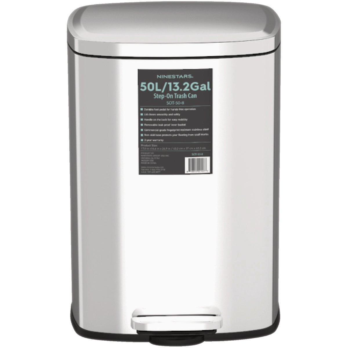 Honey Can Do 50L Stainless Steel Wastebasket