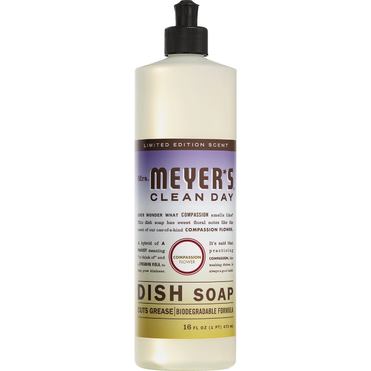 Mrs. Meyer's Clean Day 16 Oz. Compassion Flower Liquid Dish Soap