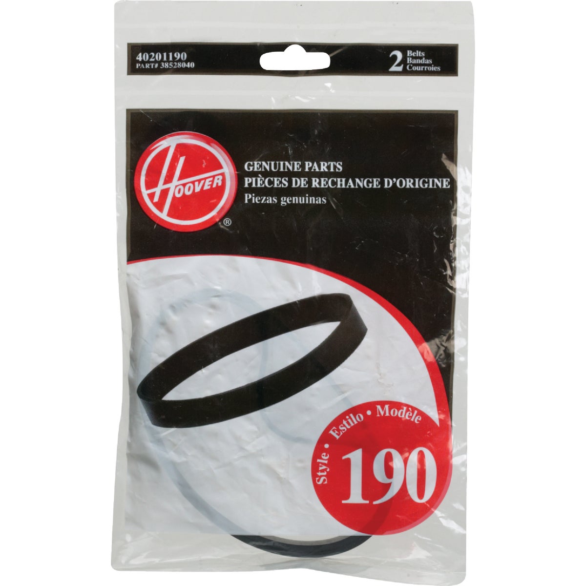 Hoover Type 190 Fold Away, Elite, and Soft & Light Vacuum Cleaner Belt (2-Pack)