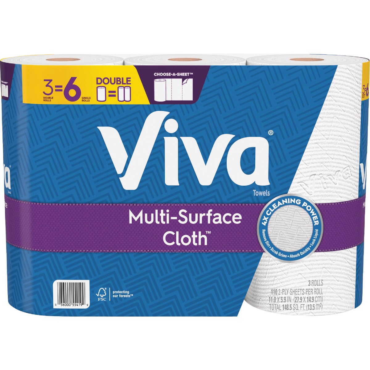 Viva Multi-Surface Cloth Choose-A-Sheet Paper Towels (3 Double Rolls)
