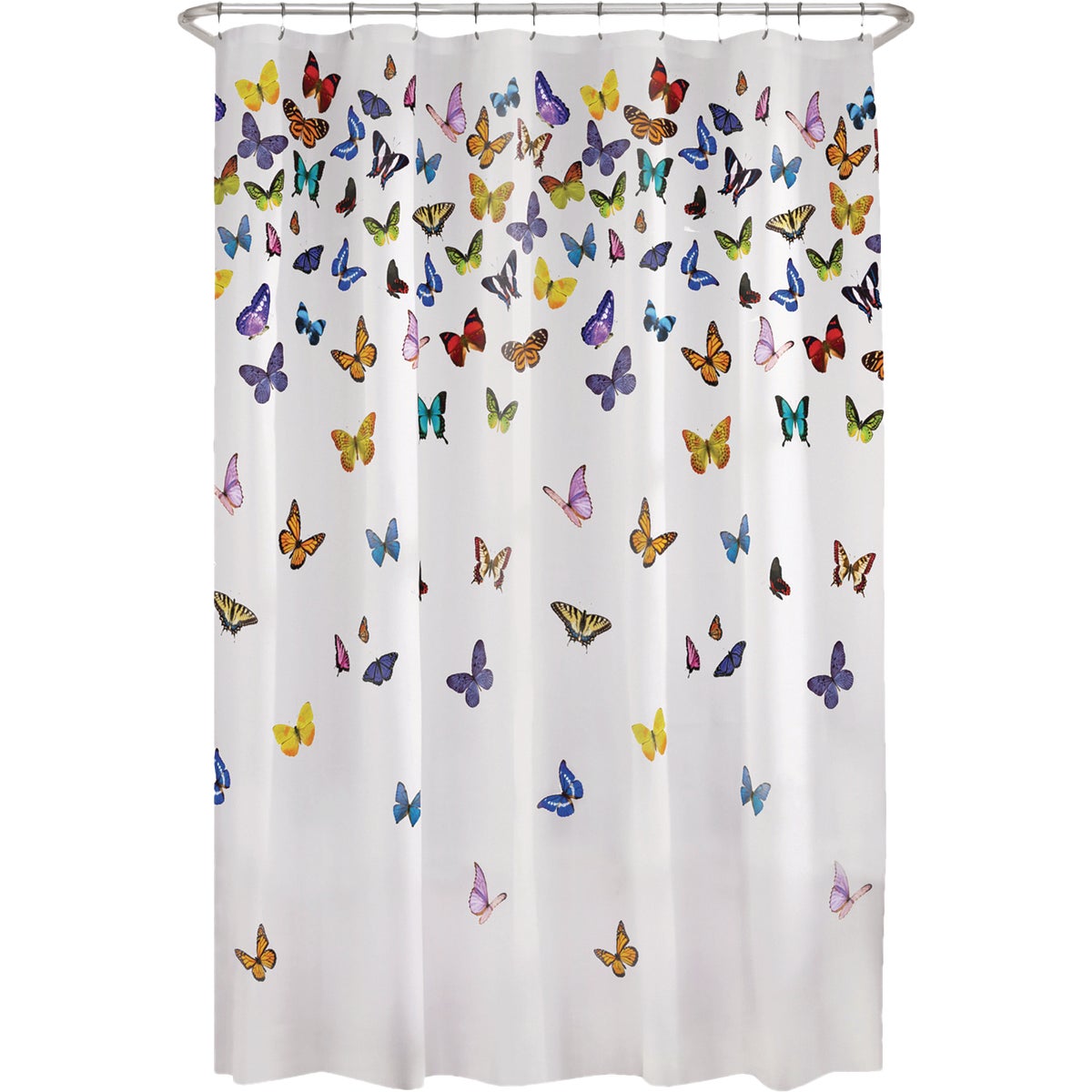 Zenna Home 70 In. x 72 In. Flutterby Multi-Color Waterproof PEVA Shower Curtain