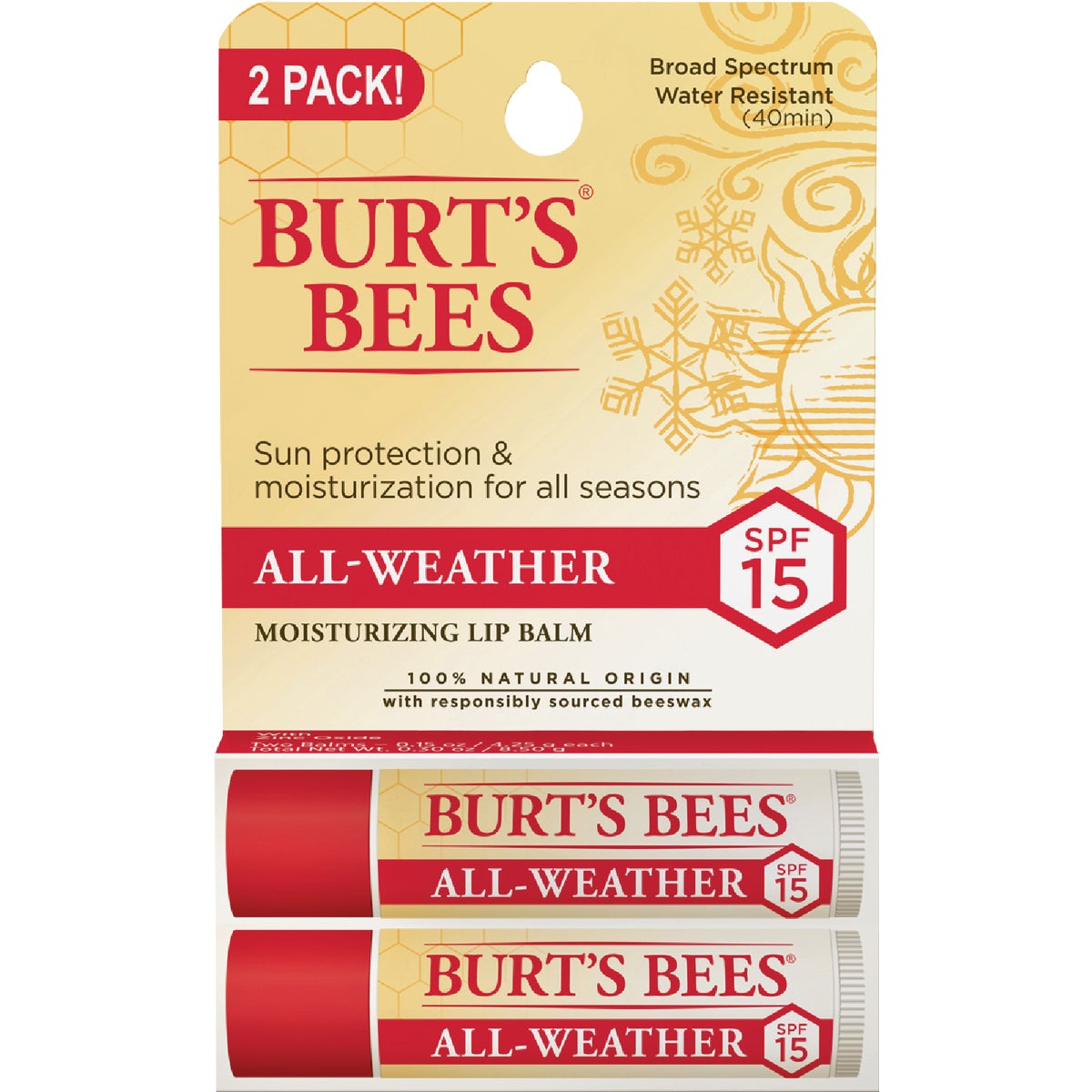 Burt's Bees All Weather SPF 15 Lip Balm (2-Pack)
