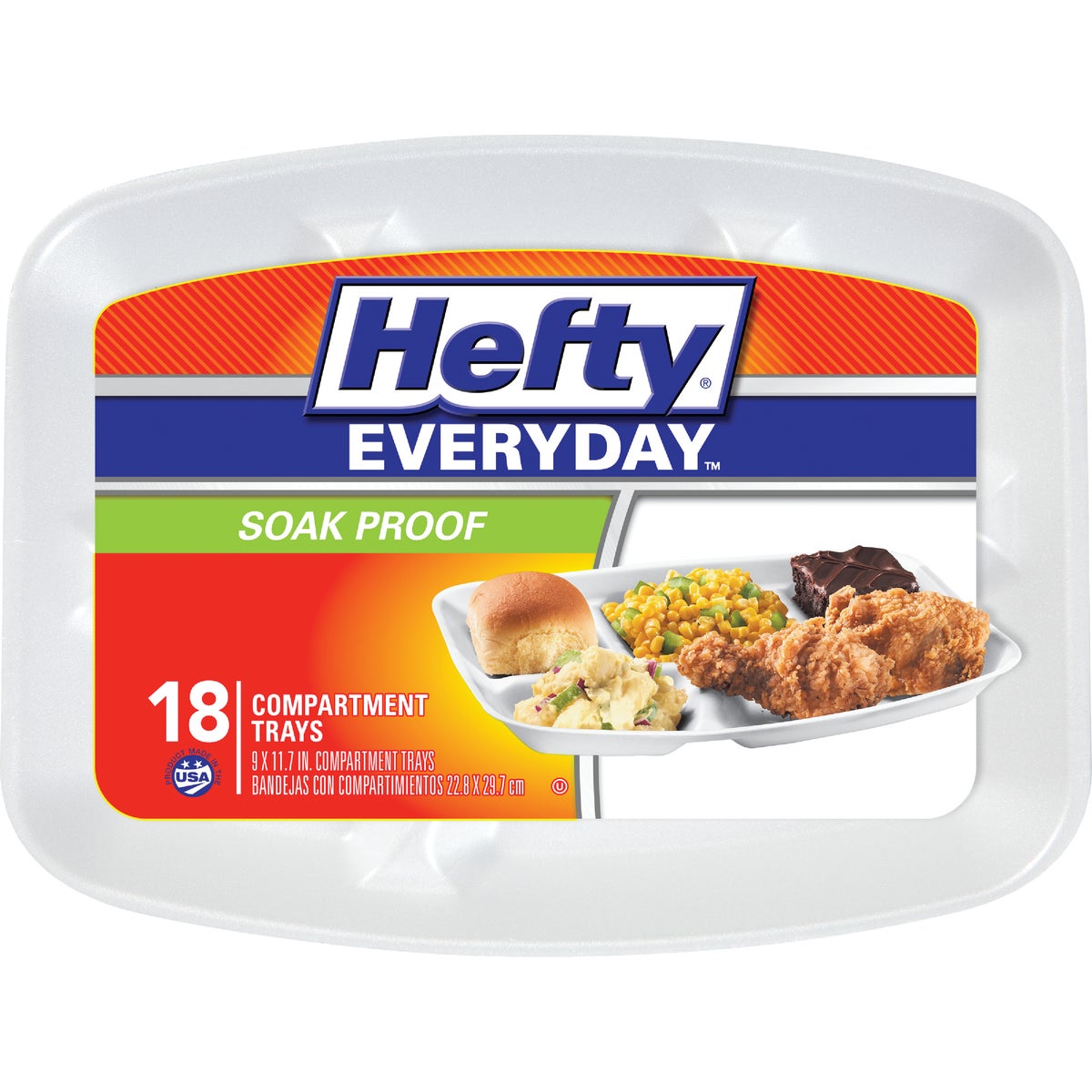 Hefty Everyday 11.7 In. x 9 In. Compartment Foam Plate (18-Count)