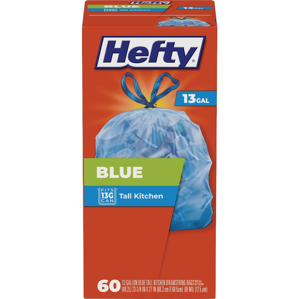 Hefty 13 Gal. Blue Drawstring Bag (60-Count)