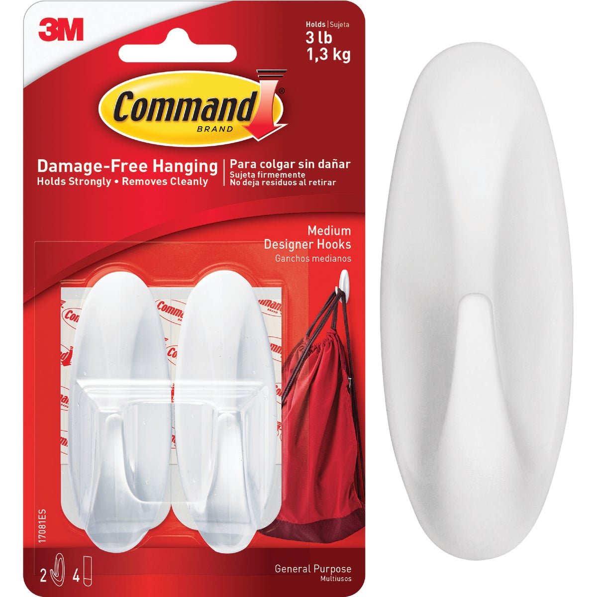 Command Medium Utility Designer Adhesive Hook (2-Pack)