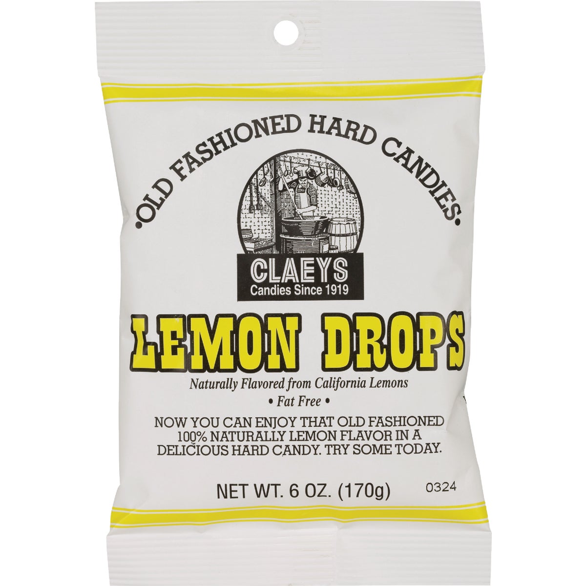 Claeys 6 Oz. Old Fashion Natural Lemon Flavor Hard Candy