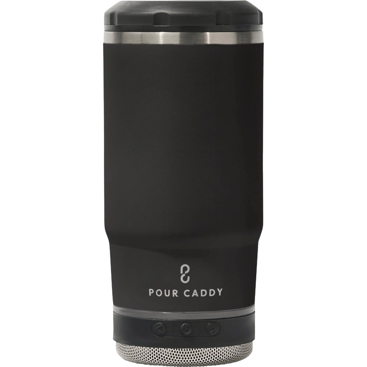 Pour Caddy Chill & Brew 14 Oz. Black Insulated Drink Holder with Speaker