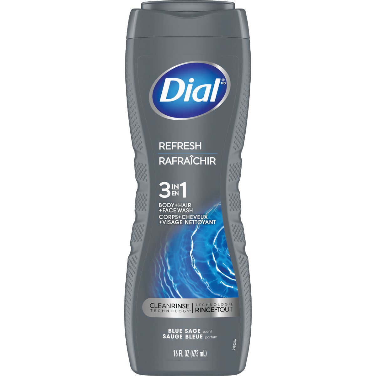 Dial Men 16 Oz. Refresh 3-In-1 Body, Hair & Face Wash, Blue Sage