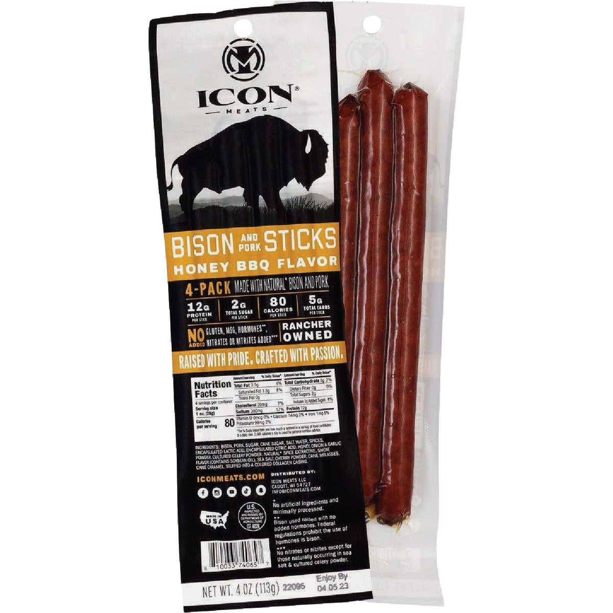 Icon 4 Oz. Honey BBQ Bison Stick (4-Pack)