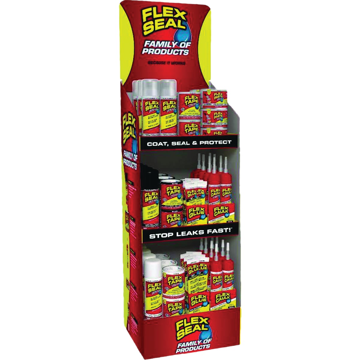 Flex Seal Product Assortment Narrow Tower Display (64-Piece)