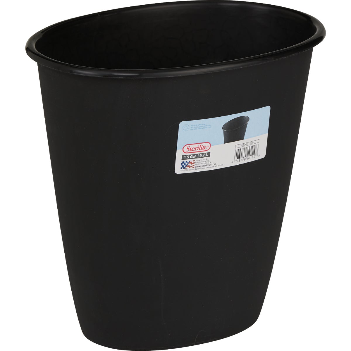 Sterilite 1.5 Gal./5.7 L Black Oval Vanity Wastebasket