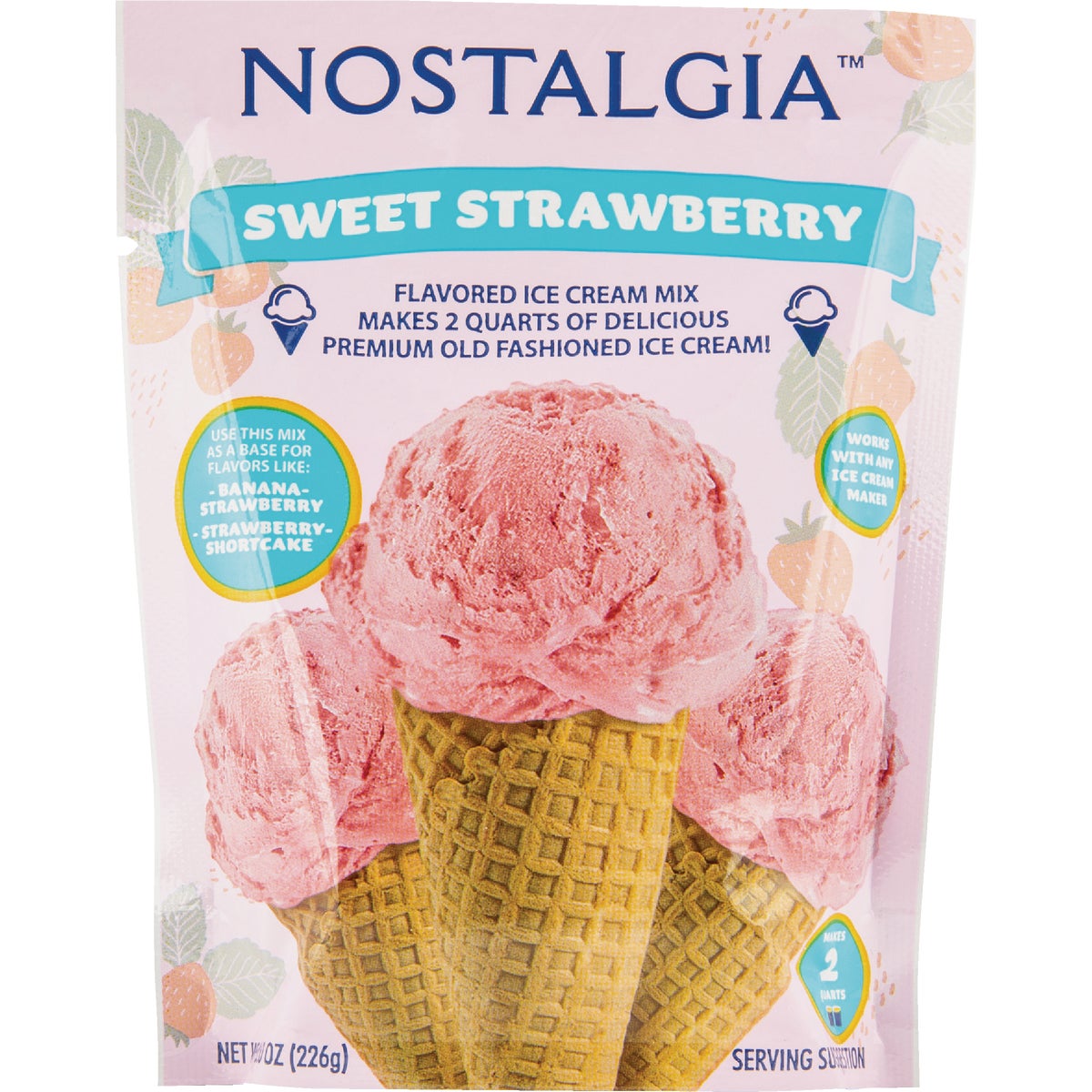 Nostalgia 8 Oz. Strawberry Individual Ice Cream Packets