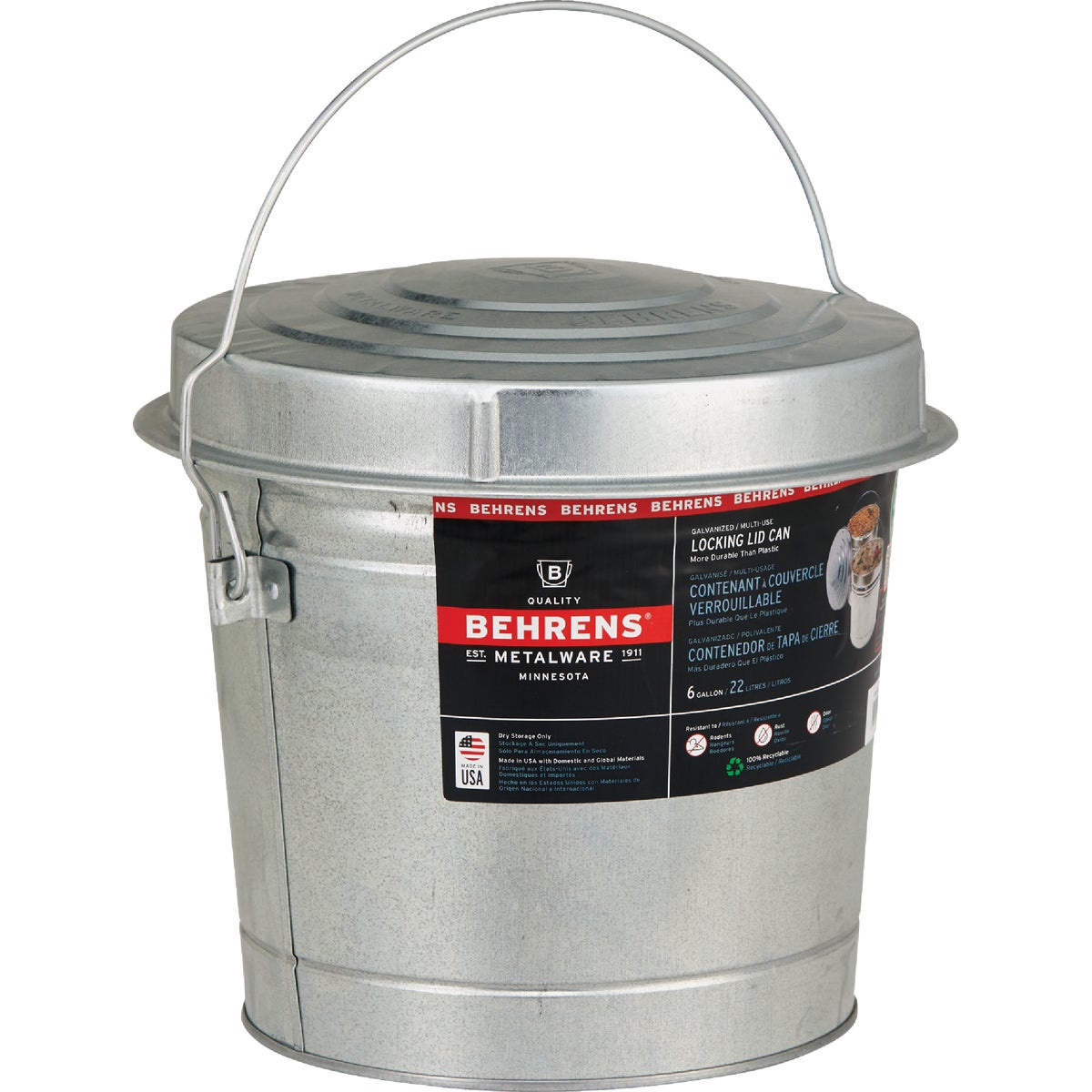 Behrens Galvanized Garbage Trash Can Pail