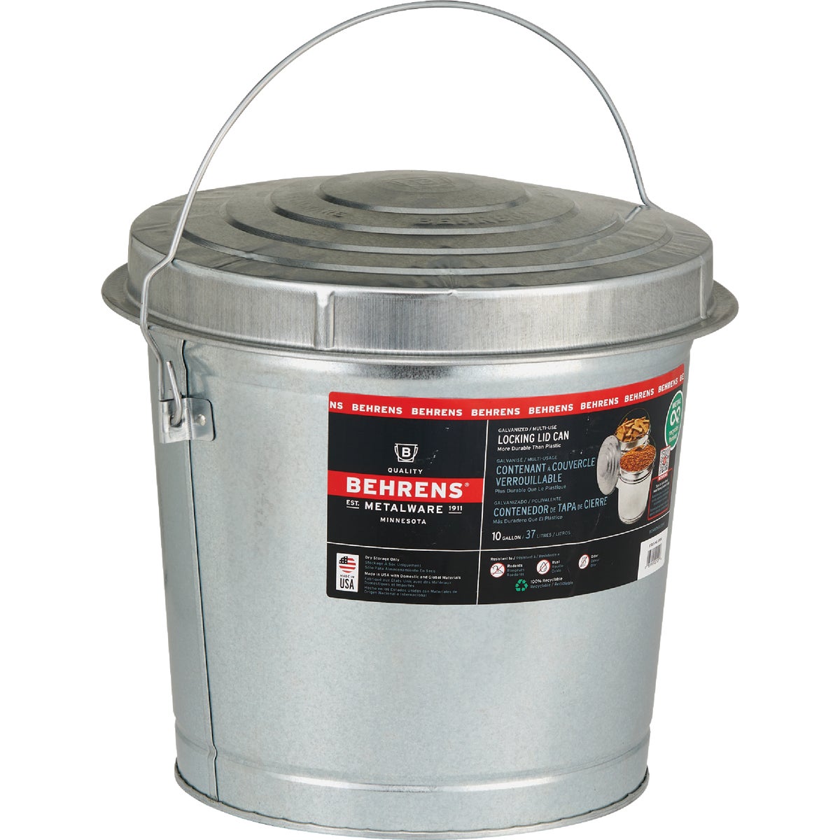 Behrens Galvanized Garbage Trash Can Pail