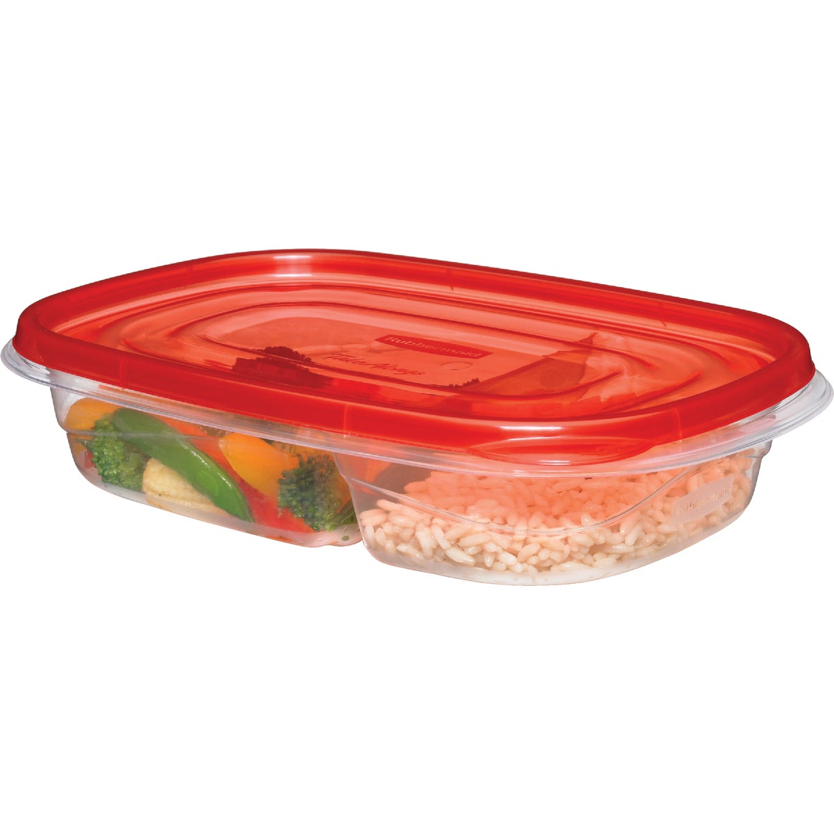 Rubbermaid TakeAlongs 3.7 C. Clear Square Divided Food Storage Container with Lids (3-Pack)