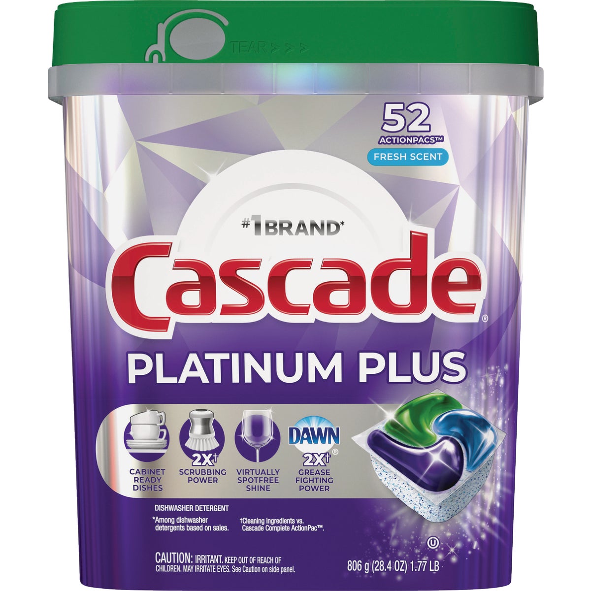 Cascade Platinum Plus Action Pacs Dishwasher Detergent (52-Count)
