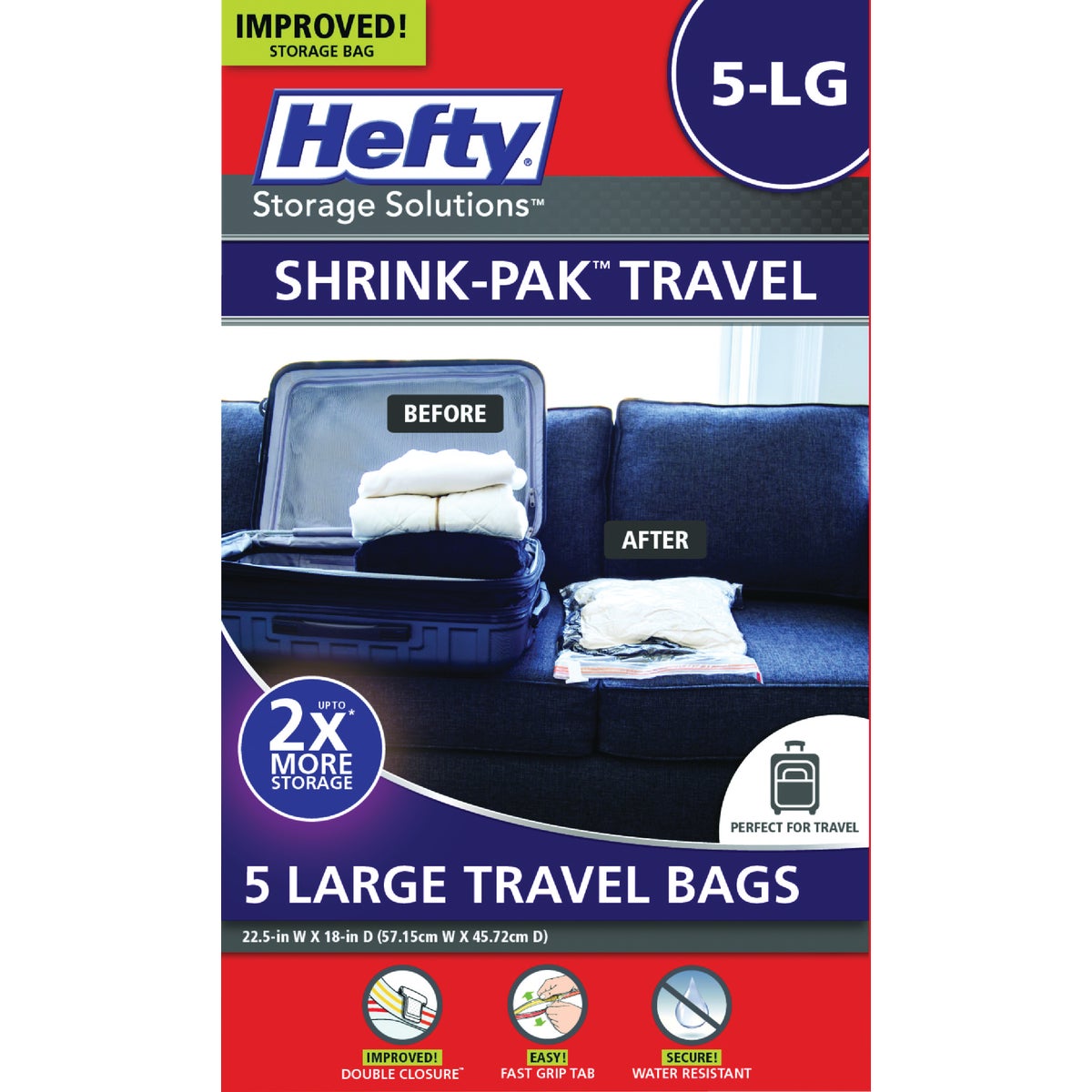 Hefty Shrink-Pak Large Travel Bag (5-Count)