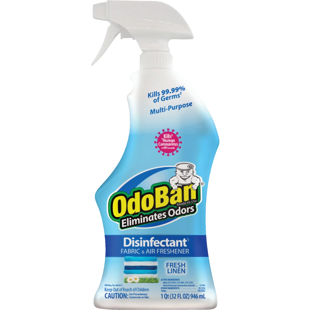 OdoBan 32 Oz. Fresh Linen Multi-Purpose Fabric & Air Freshener Disinfectant Spray