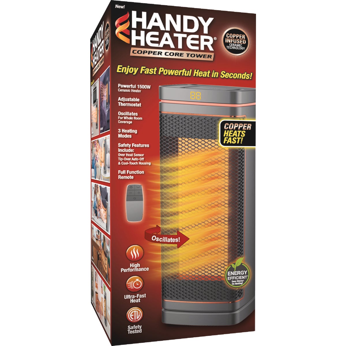 Handy Heater Copper Core Tower Oxcillating Ceramic Space Heater