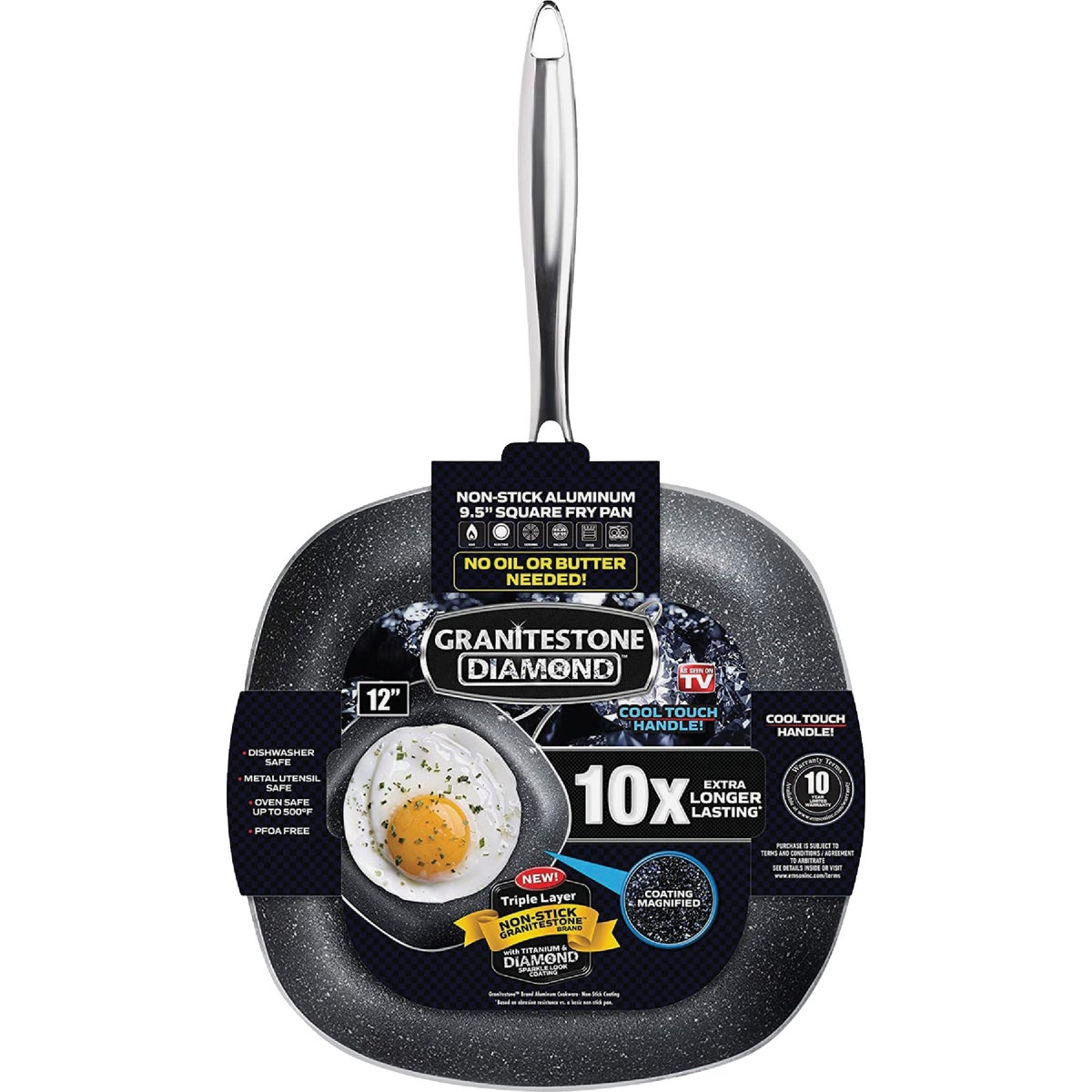 GraniteStone Diamond 12 In. Non-Stick Square Fry Pan