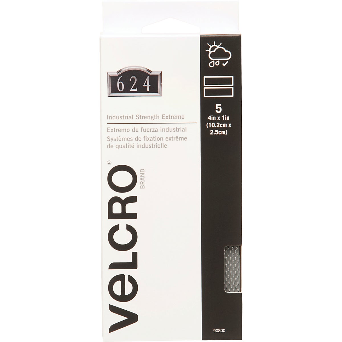 VELCRO Brand Industrial Strength Extreme Gray 1 In. x 4 In. Adhesive Hook & Loop Strip (5 Ct.)