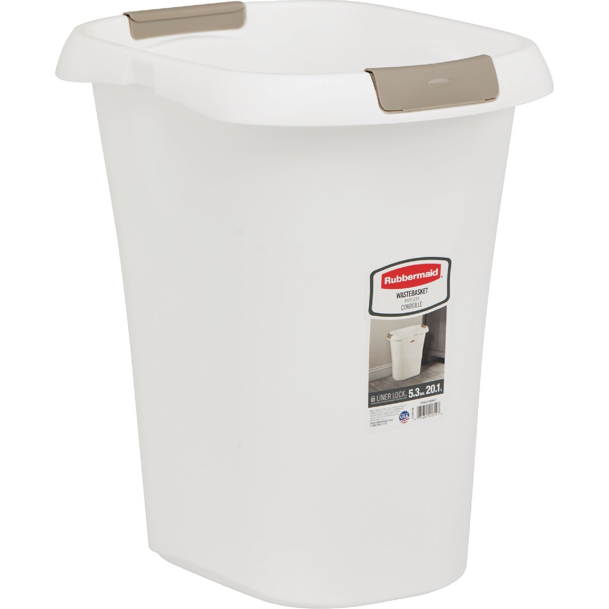 Rubbermaid 21 Qt. White Wastebasket