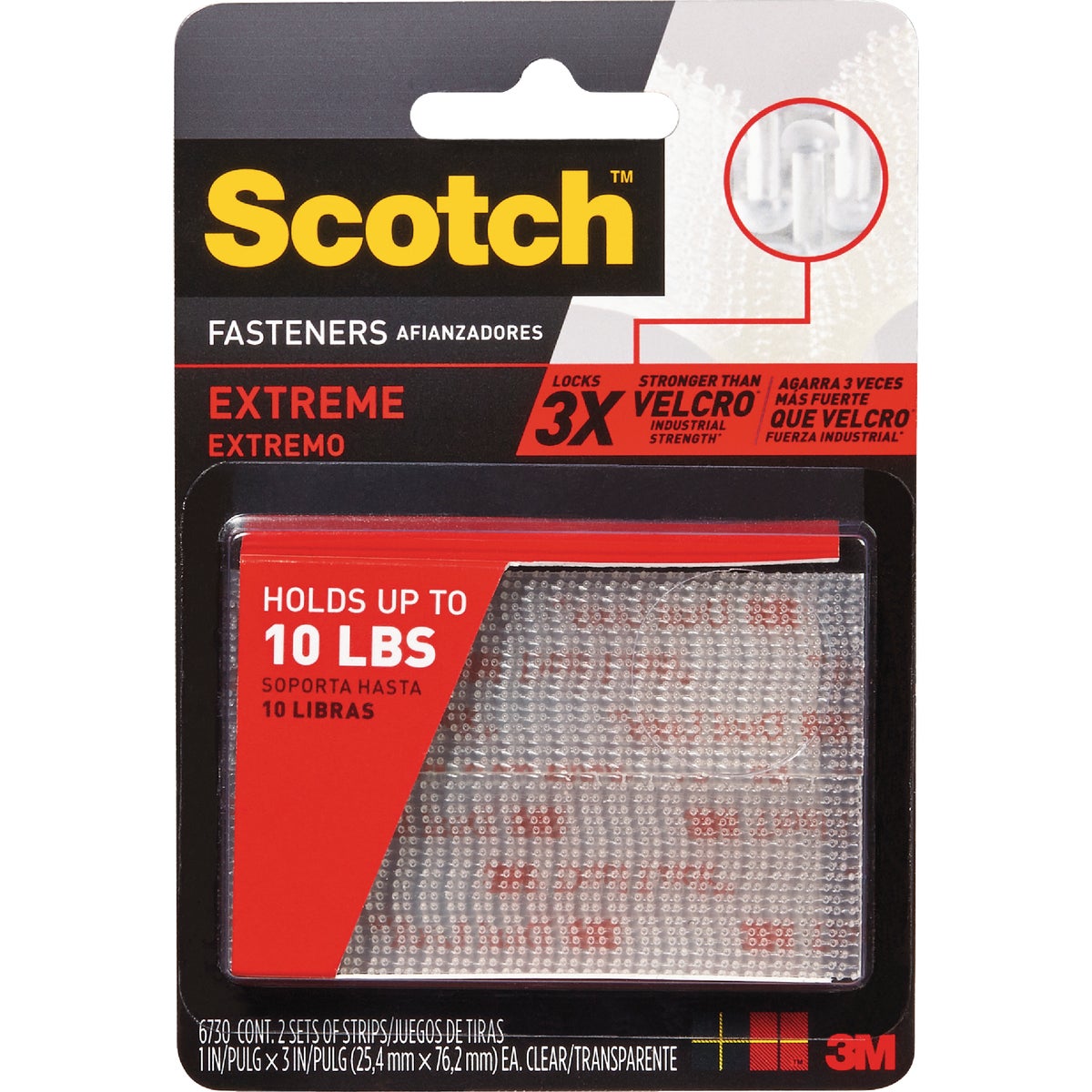 Scotch Extreme Clear 3 In. Reclosable Hook and Loop Strip