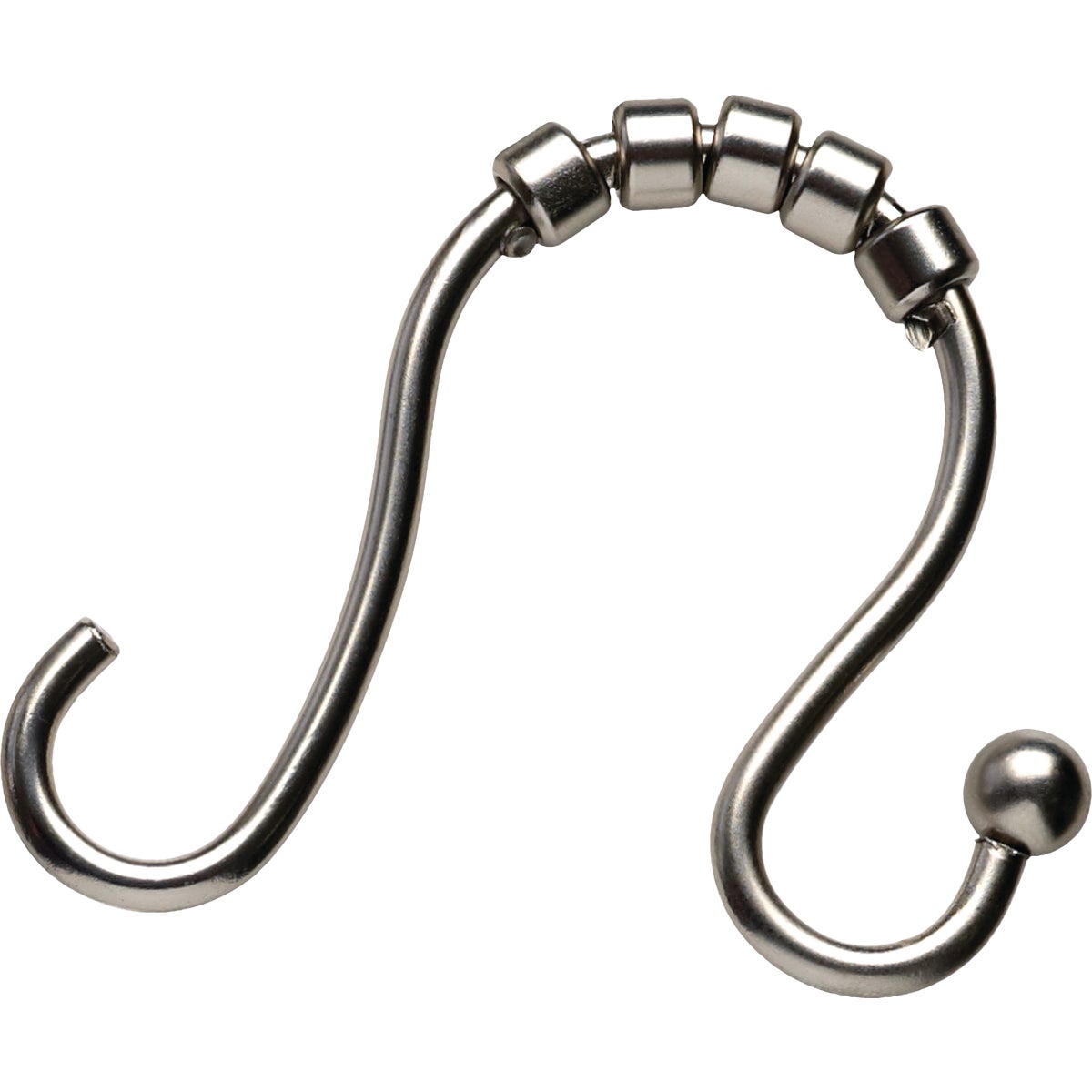 Zenna Home Rustproof Nickel Double Roller Shower Curtain Hooks (12-Count)