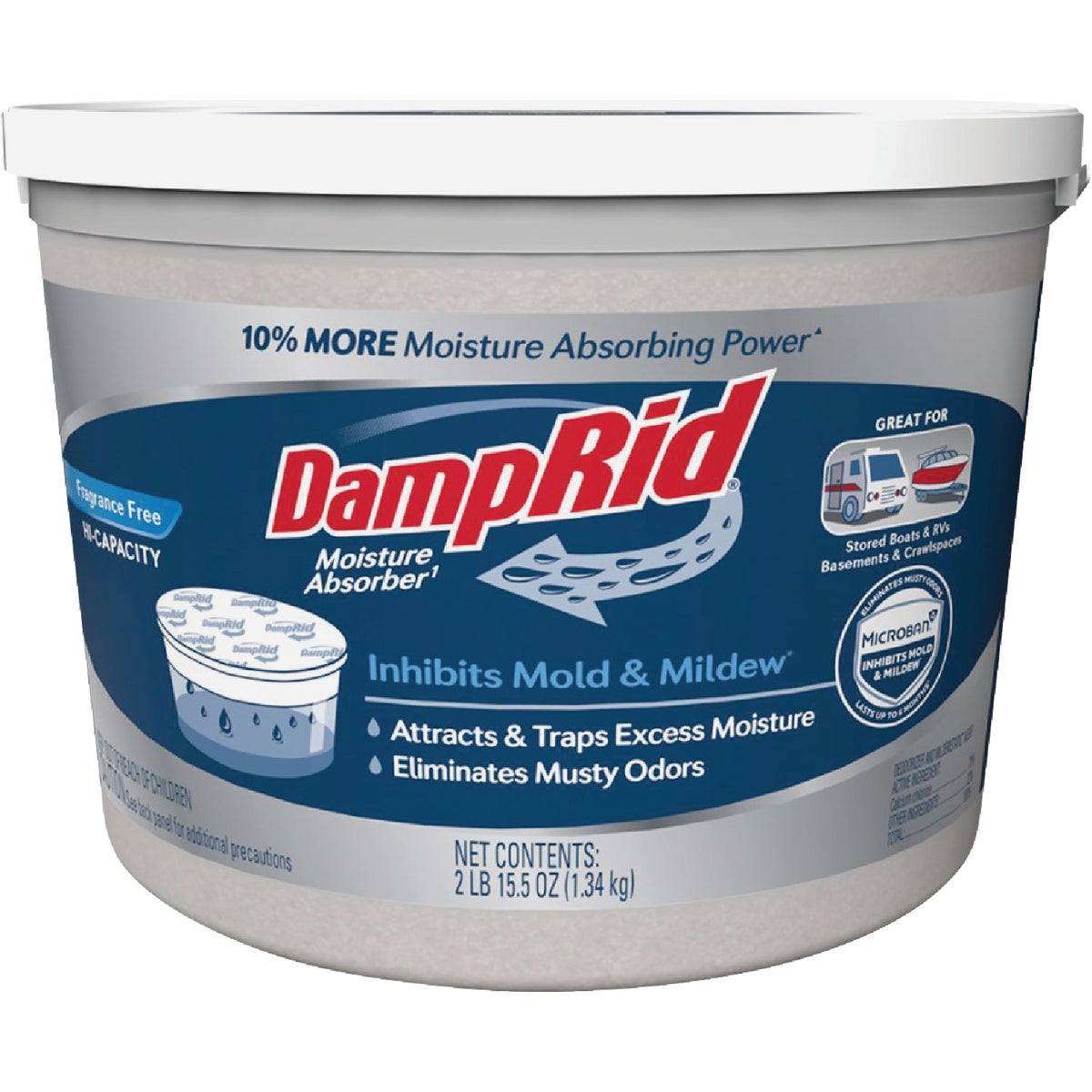 DampRid 47.5 Oz. Hi-Capacity Fragrance Free Moisture Absorber with Microban