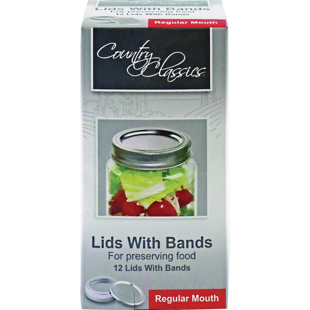 Country Classics Regular Mouth Canning Jar Lids & Bands (12-Count)